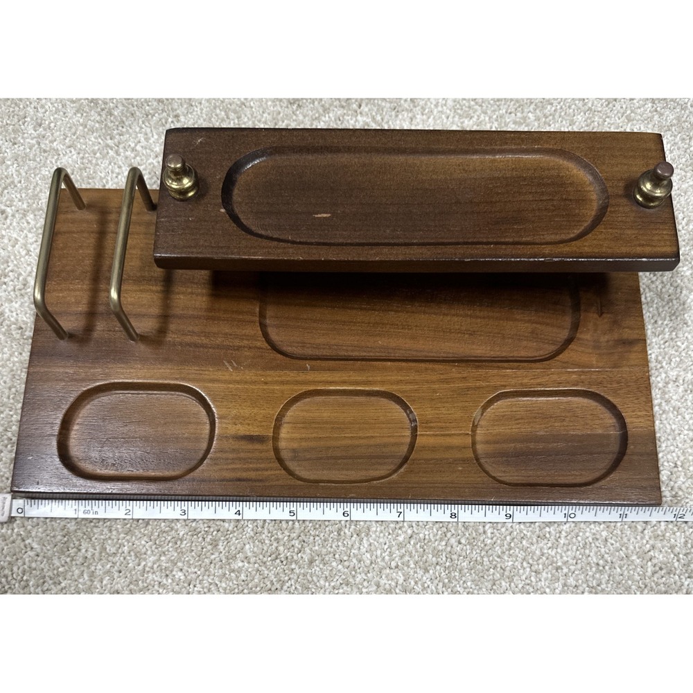 mid-century modern men's dresser valet and desk organizer Vintage Brass Accents